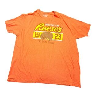 Tee Luv Reeses Peanut Butter Cups Graphic T-Shirt Mens 2XL Orange Candy Tee